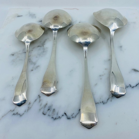 Vintage Shreve & Co. sterling silver serving spoons, 4. - Picture 2 of 4